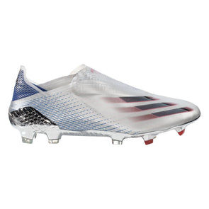adidas X Ghosted + Firm Ground Cleats - Silver Metallic/Core Black/Scarlet
