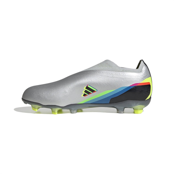 adidas X Speedportal+ FG Junior Firm Ground Soccer Cleat - Metallic Silver/Core Black/Solar Yellow