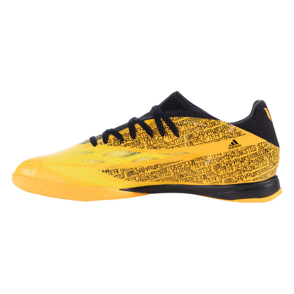 adidas X Speedflow Messi.3 IN Indoor Soccer Shoe: Solar Gold/Core Black/Bright Yellow