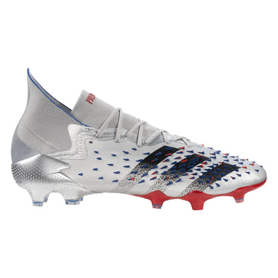 adidas Predator Freak .1 Firm Ground Soccer Cleat -  Silver Metallic/Core Black/Scarlet