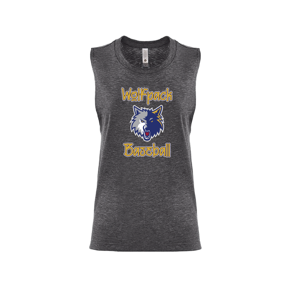 Wolfpack Baseball SUPPORTERS Next Level Ladies Muscle Tank Charcoal