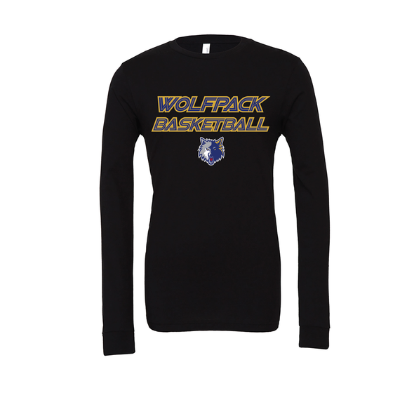 Wolfpack Basketball FAN Bella + Canvas Long Sleeve Triblend T-Shirt Black