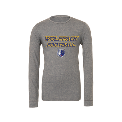 Wolfpack Football FAN Bella + Canvas Long Sleeve Triblend T-Shirt Grey