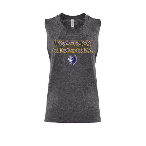 Wolfpack Basketball FAN Next Level Ladies Muscle Tank Charcoal