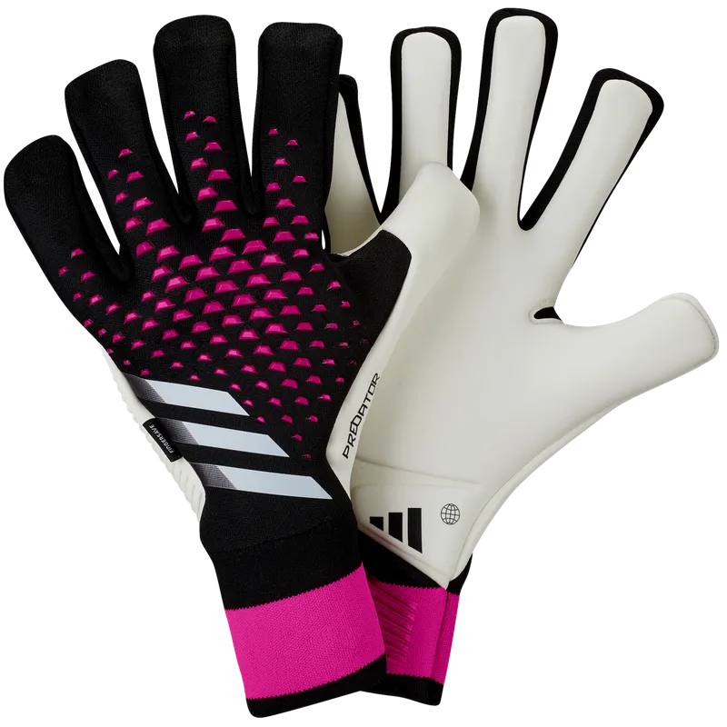 adidas Predator GL Pro Fingersave Goalkeeper Gloves Black White Pink HN3343 Soccer Zone USA