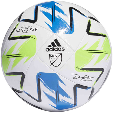 adidas MLS Training Soccer Ball – White/SolarGreen/GloryBlue