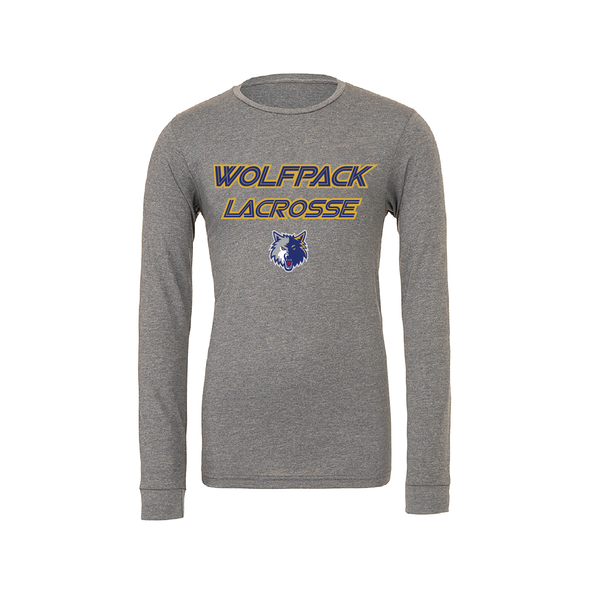 Wolfpack Lacrosse FAN Bella + Canvas Long Sleeve Triblend T-Shirt Grey