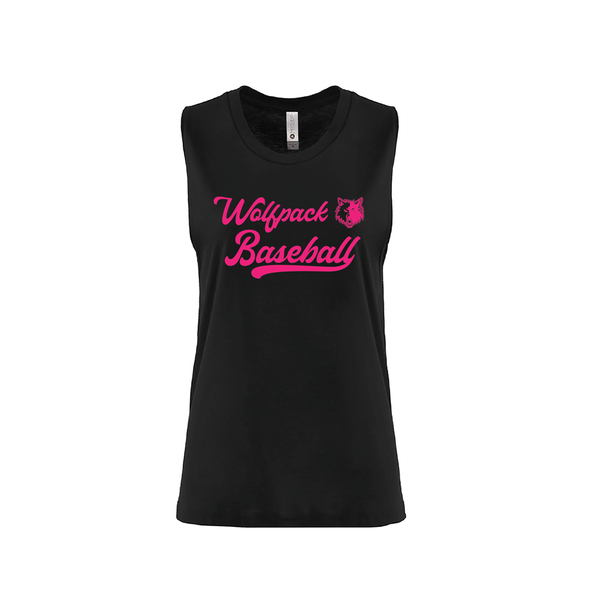 Wolfpack Baseball AUTHENTICS Next Level Ladies Muscle Tank Black