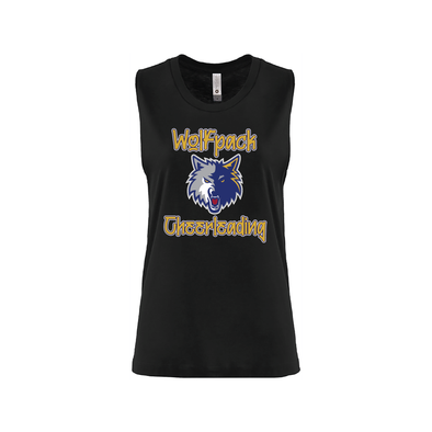 Wolfpack Cheerleading SUPPORTERS Next Level Ladies Muscle Tank Black