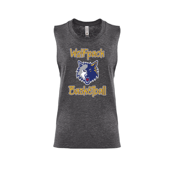 Wolfpack Basketball SUPPORTERS Next Level Ladies Muscle Tank Charcoal