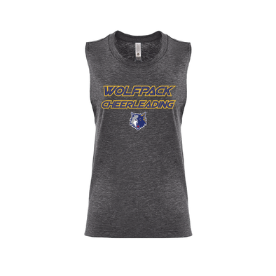 Wolfpack Cheerleading FAN Next Level Ladies Muscle Tank Charcoal