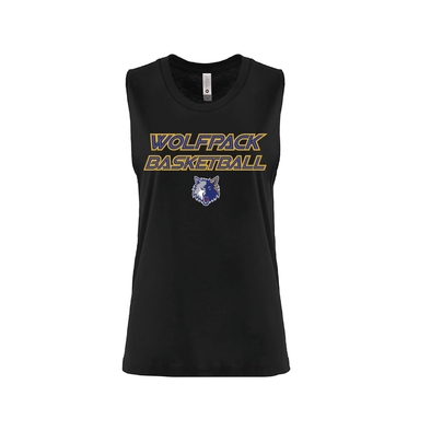 Wolfpack Basketball FAN Next Level Ladies Muscle Tank Black