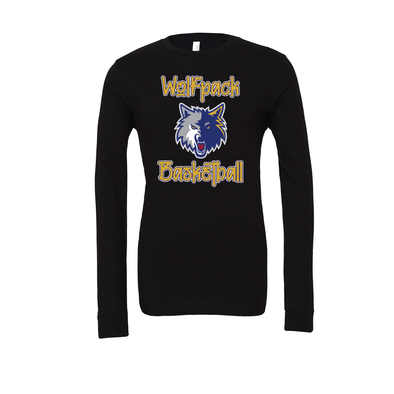 Wolfpack Basketball SUPPORTERS Bella + Canvas Long Sleeve Triblend T-Shirt Black