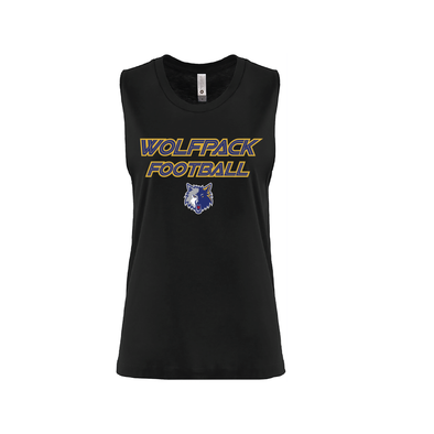 Wolfpack Football FAN Next Level Ladies Muscle Tank Black