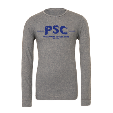 Parsippany SC (Club Name) Bella + Canvas Long Sleeve Triblend T-Shirt Grey