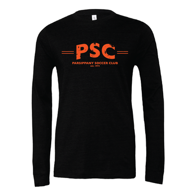 Parsippany SC (Club Name) Bella + Canvas Long Sleeve Triblend T-Shirt Heather Black