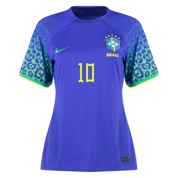 Women's Replica Nike Neymar Jr. Brazil Away Jersey 2022