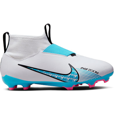 Nike Junior Zoom Mercurial Superfly 9 Academy FG/MG Soccer Cleats - White/Blue/Pink/Black