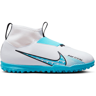 Nike Junior Zoom Mercurial Superfly 9 Academy TF Turf Soccer Shoes - White/Blue/Pink/Black