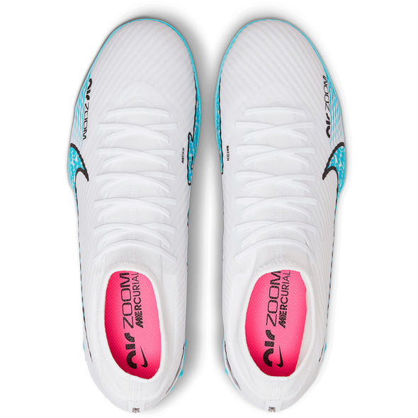 Nike Zoom Mercurial Superfly 9 Academy TF Turf Soccer Shoes - White/Blue/Pink/Black