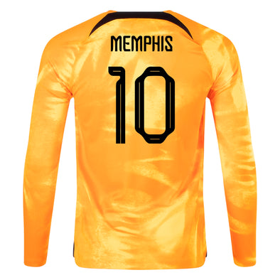 Men's Replica Nike Memphis Netherlands Long Sleeve Home Jersey 2022