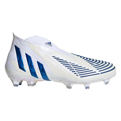 adidas Predator Edge + FG Firm Ground Soccer Cleat - Footwear White/Hi res Blue/Footwear White