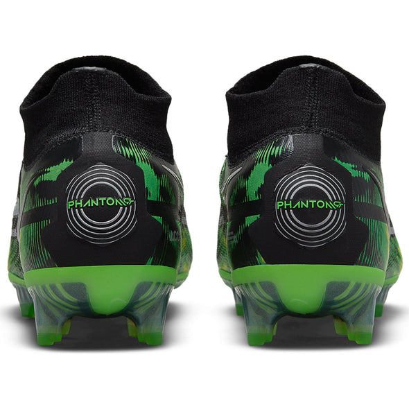 Nike Phantom GT2 Elite DF Shockwave FG Firm Ground Soccer Cleat Black/Metallic Platinum/Green Strike