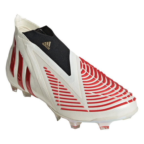 adidas Predator Edge + FG Firm Ground Soccer Cleat - Off White/Vivid Red/Gold Metallic