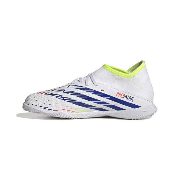 adidas Predator Edge.3 IC Junior Indoor Soccer Shoe - White/Solar Yellow/Power Blue