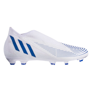 adidas Predator Edge.3 Laceless FG Firm Ground Soccer Cleats - Footwear White/Hi res Blue/Legacy Indigo