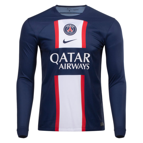 Men's Replica Nike Kylian Mbappe Paris Saint-Germain Long Sleeve Home Jersey 22/23