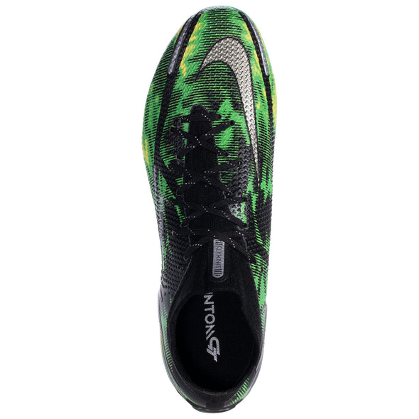 Nike Phantom GT2 Elite DF Shockwave FG Firm Ground Soccer Cleat Black/Metallic Platinum/Green Strike