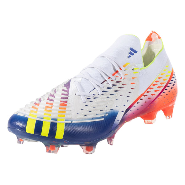 adidas Predator Edge.1 Low Cut FG Firm Ground Soccer Cleat - White/Solar Yellow/Power Blue
