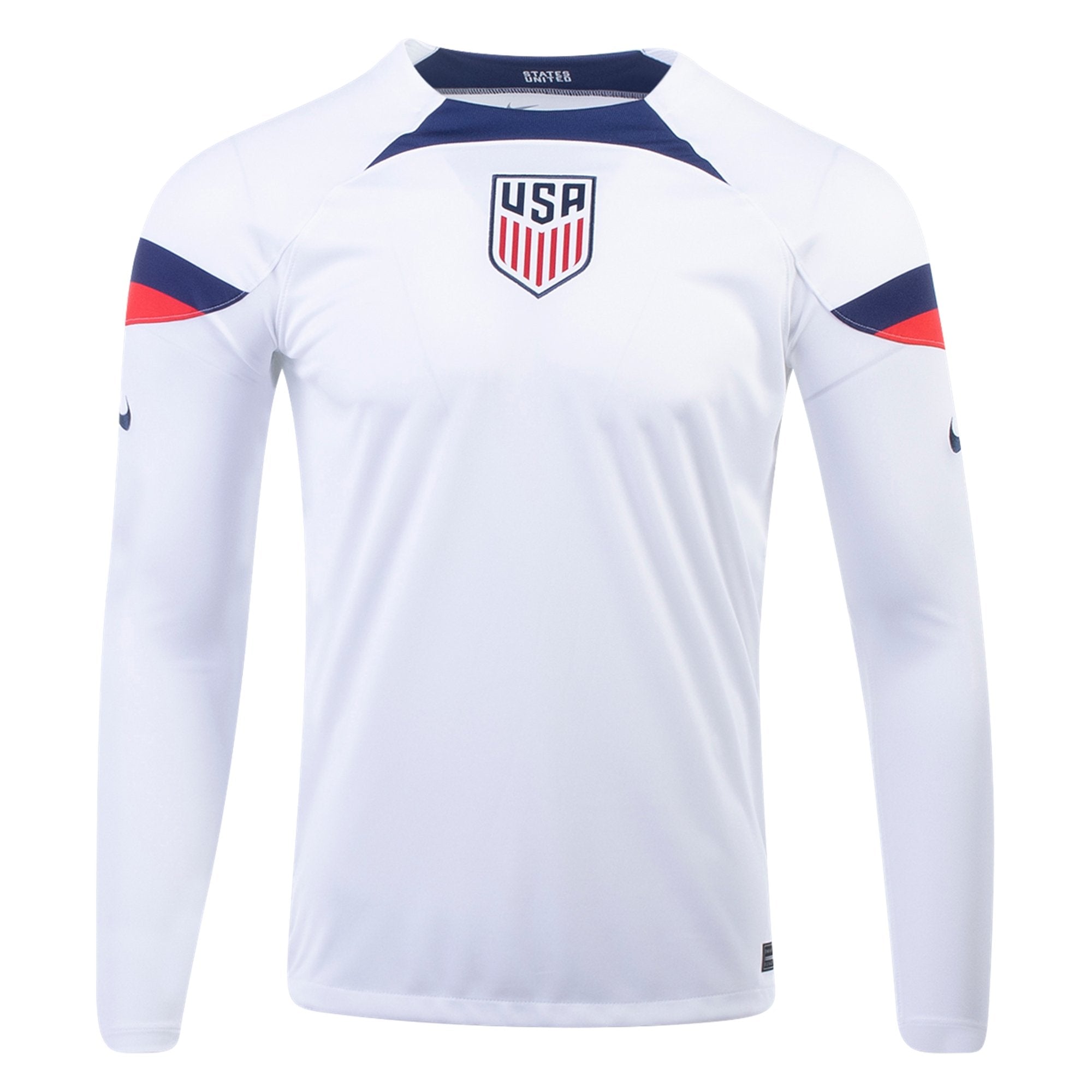 Men's Replica Nike USMNT Home Long Sleeve Jersey 2022 DN0673-101