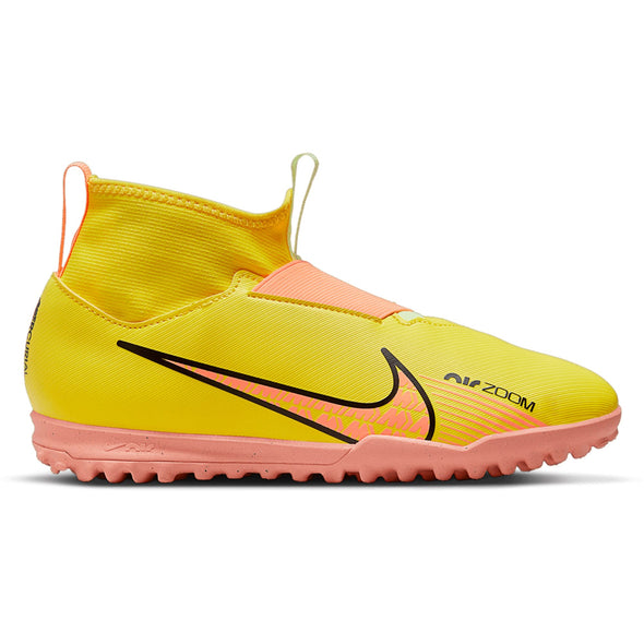 Nike Junior Zoom Mercurial Superfly 9 Academy TF Turf Soccer Shoes - Yellow Strike/Sunset Glow/Volt Ice