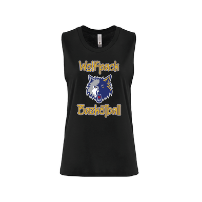 Wolfpack Basketball SUPPORTERS Next Level Ladies Muscle Tank Black