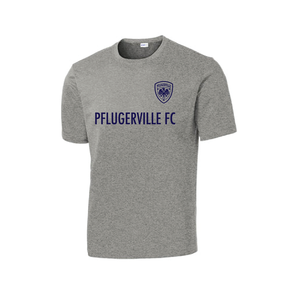 Pflugerville FC Coaches Sport Tek SS Poly Tee Heather Grey