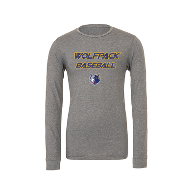 Wolfpack Baseball FAN Bella + Canvas Long Sleeve Triblend T-Shirt Grey