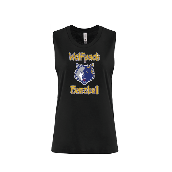 Wolfpack Baseball SUPPORTERS Next Level Ladies Muscle Tank Black