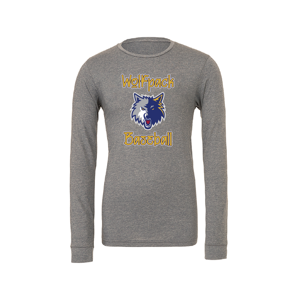 Wolfpack Baseball SUPPORTERS Bella + Canvas Long Sleeve Triblend T-Shirt Grey