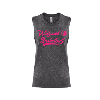 Wolfpack Basketball AUTHENTICS Next Level Ladies Muscle Tank Charcoal