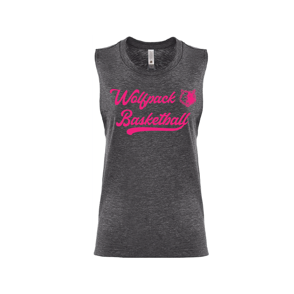 Wolfpack Basketball AUTHENTICS Next Level Ladies Muscle Tank Charcoal