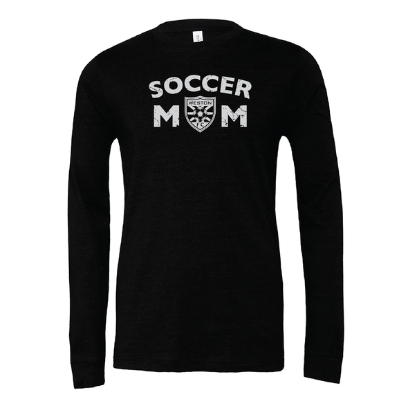 Weston FC FAN (Soccer Mom) Bella + Canvas Long Sleeve Triblend T-Shirt Heather Black
