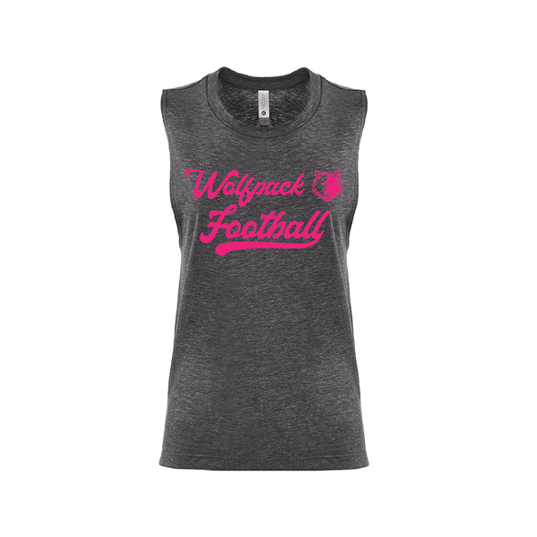 Wolfpack Football AUTHENTICS Next Level Ladies Muscle Tank Charcoal